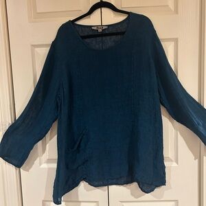 Flax Women's Teal Gauze Blouse Large